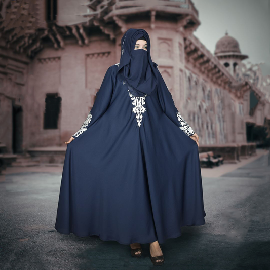 Navy Arabic Embroidery Abaya 2010