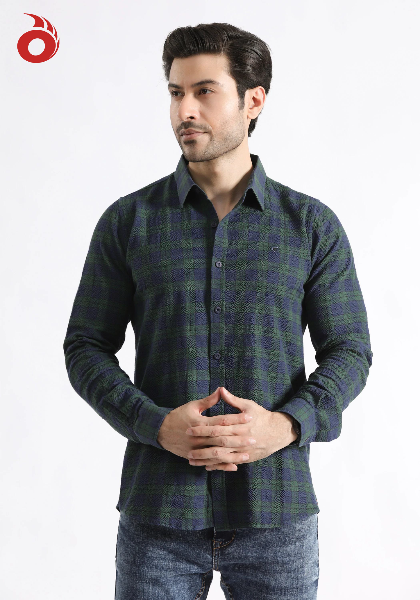 Men Blue Checkered Shirt