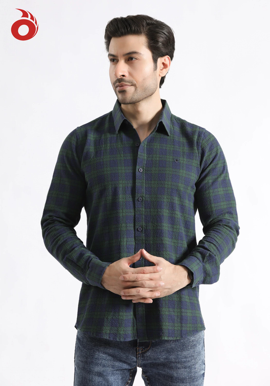 Men Blue Checkered Shirt