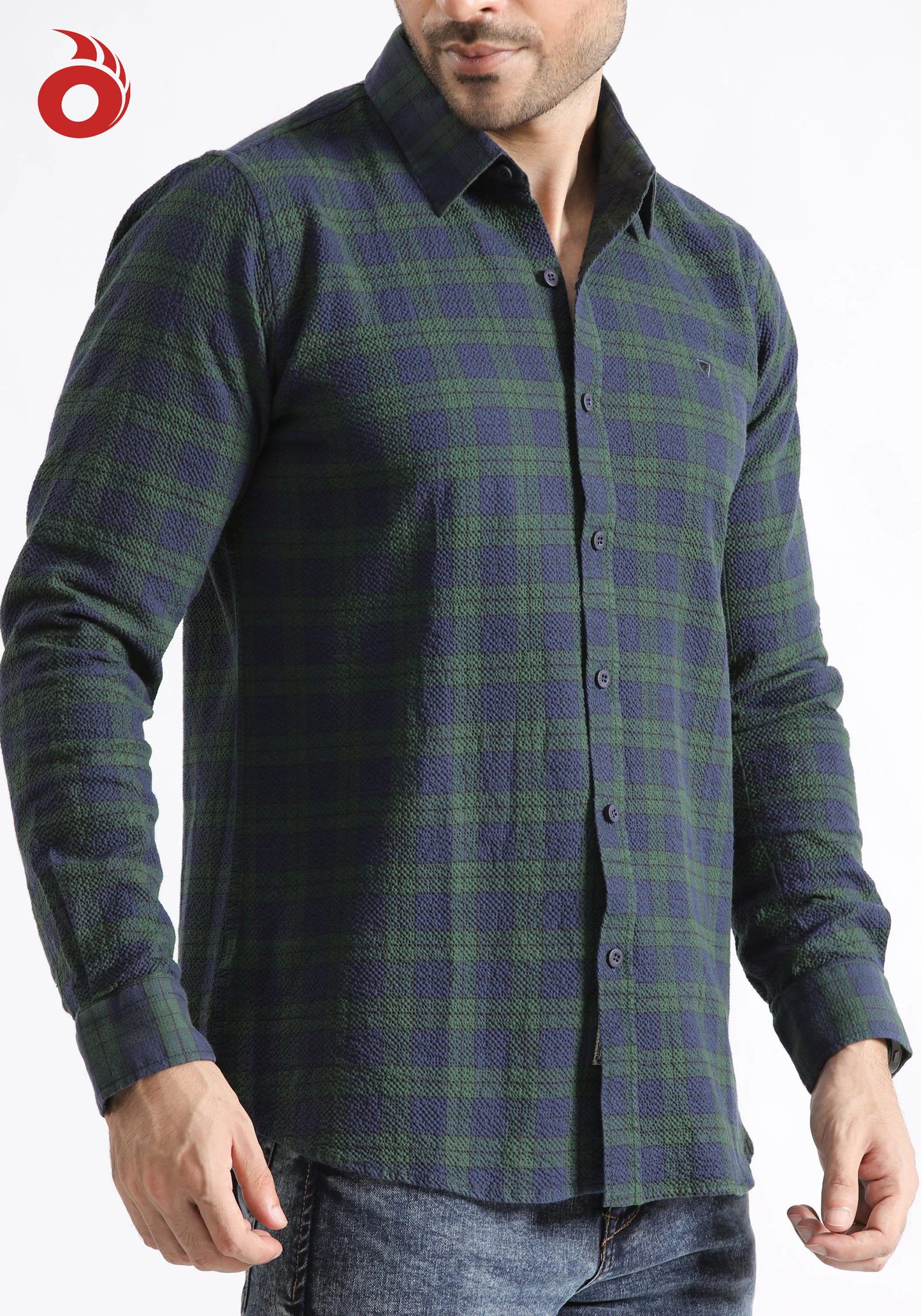 Men Blue Checkered Shirt