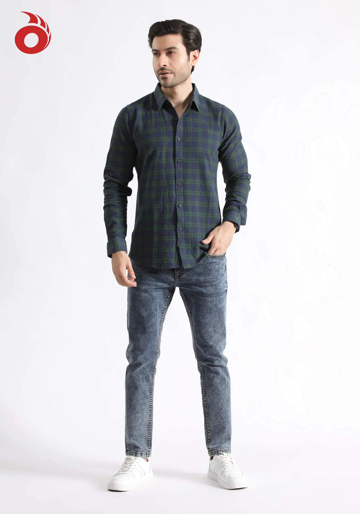 Men Blue Checkered Shirt