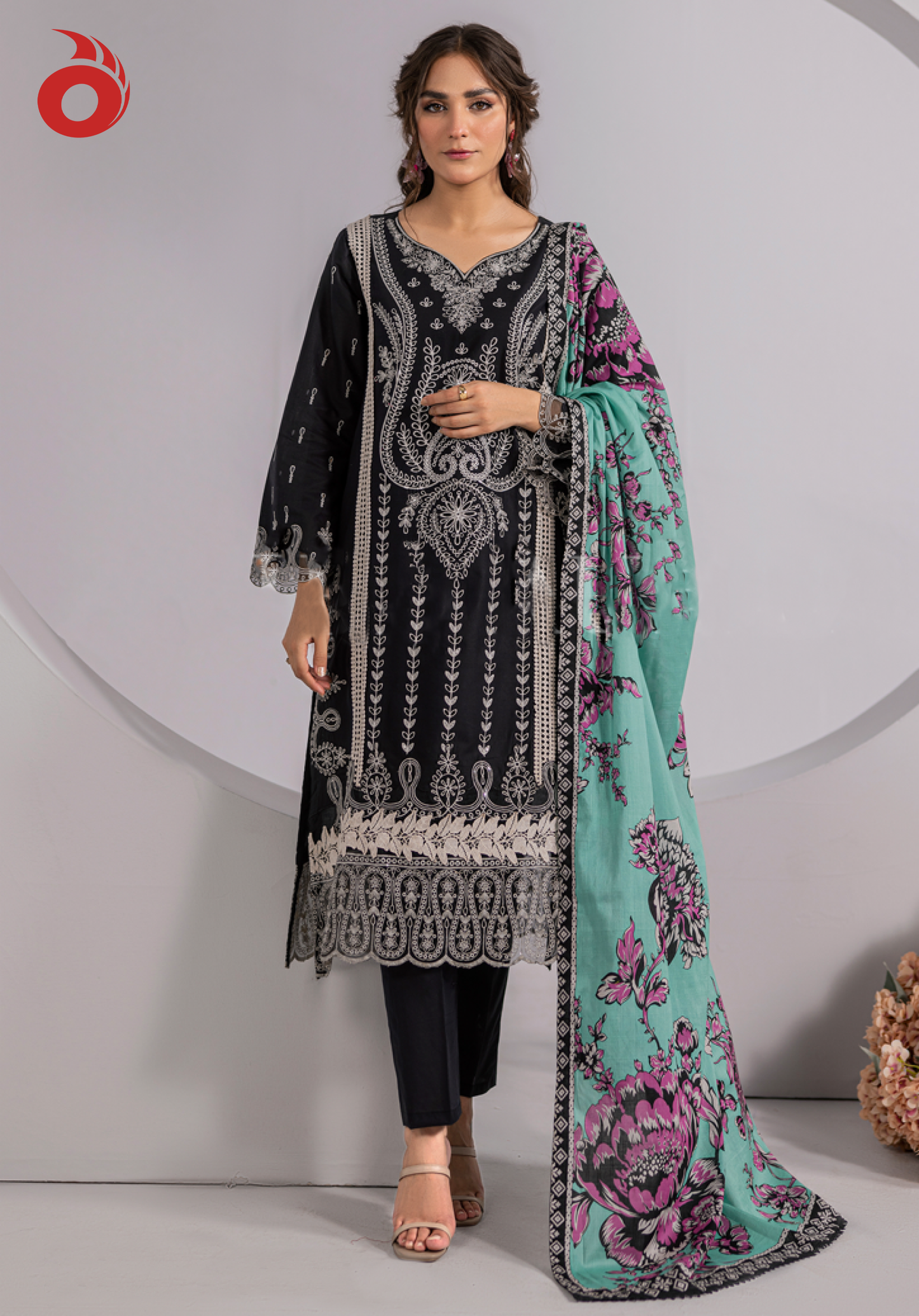 Luxury Cotton 3-Piece Chikankari 2431 Black