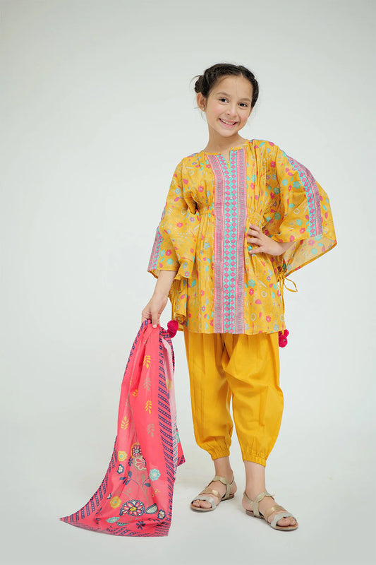 Yellow & Multicolor | Casual 3 Piece Suit | Cotton Lawn Printed