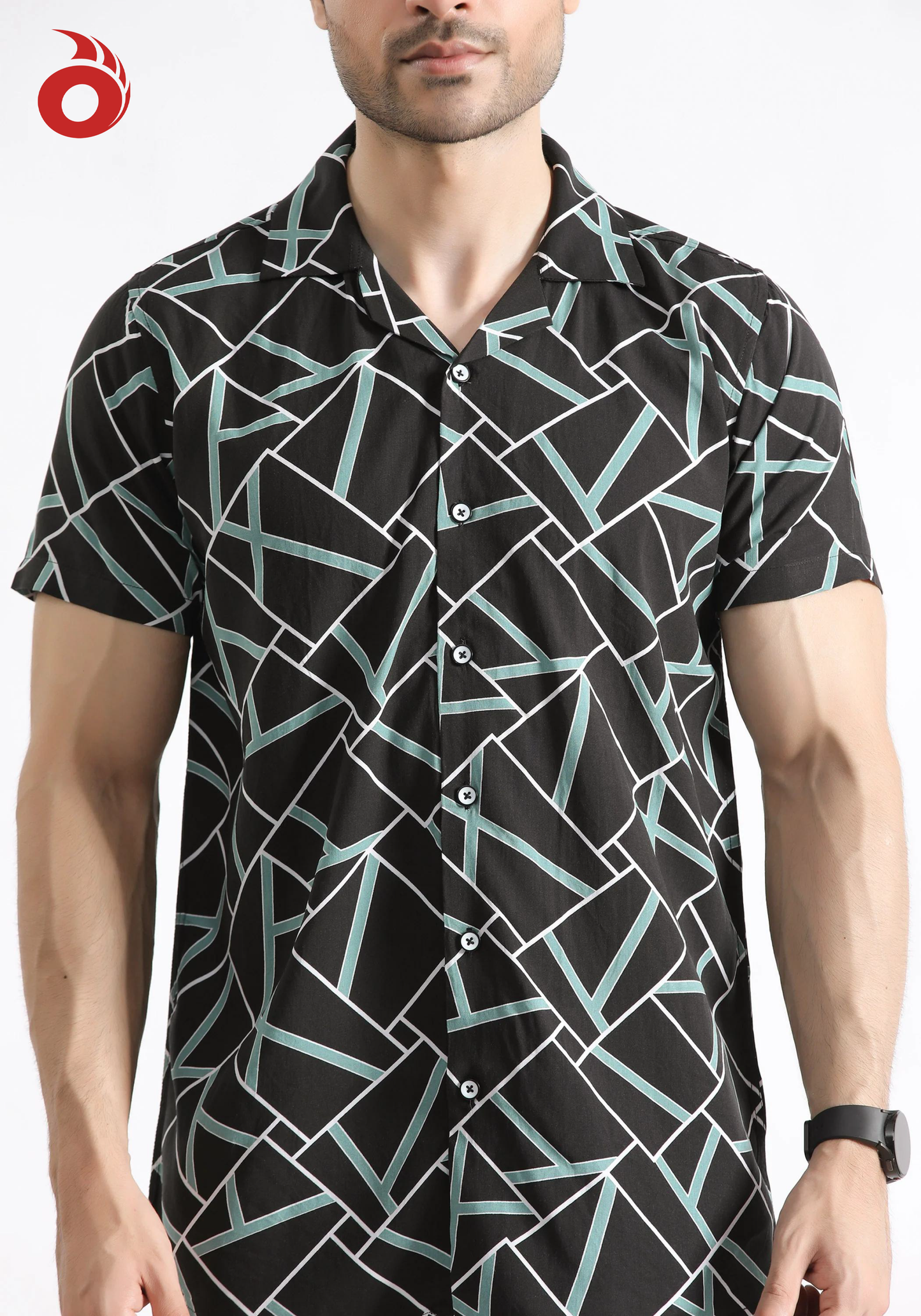 Black Geometric Print Shirt