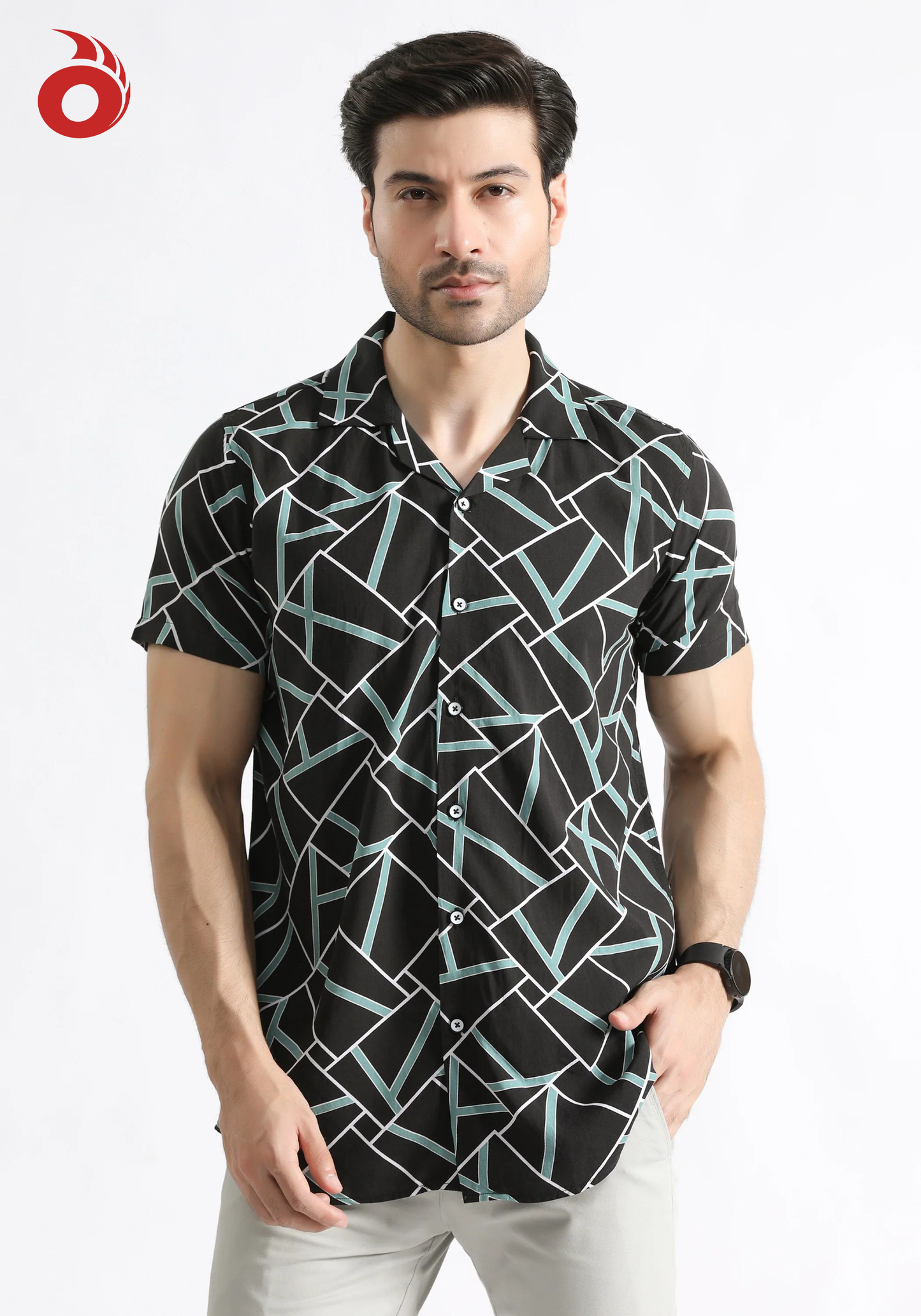 Black Geometric Print Shirt