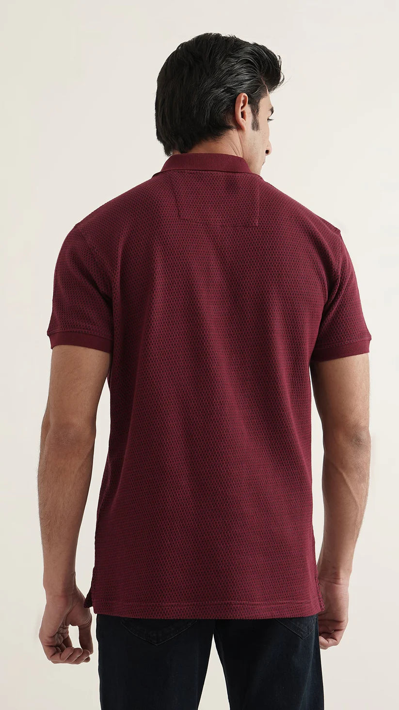 Markhor - Gold Series Maroon Jacquard Polo 1001