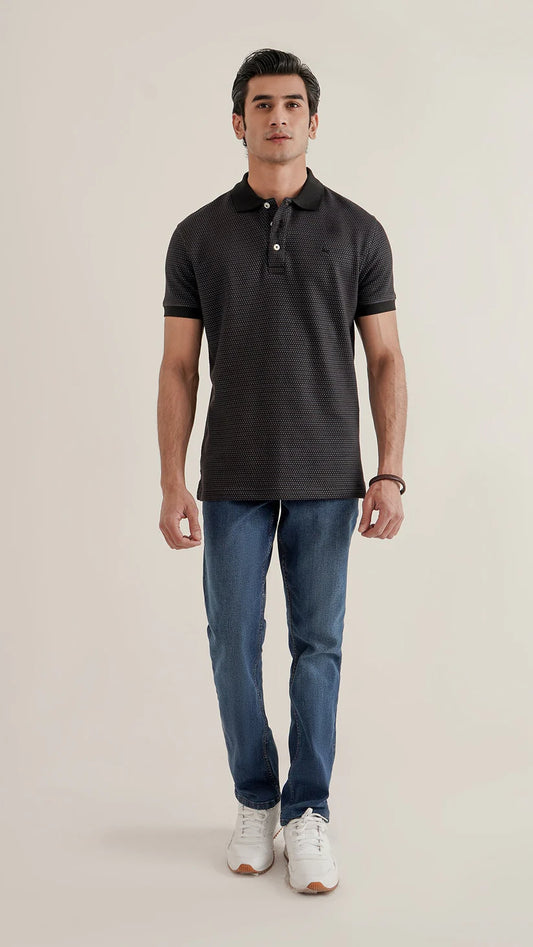 Markhor - Gold Series Black Jacquard Polo 1004