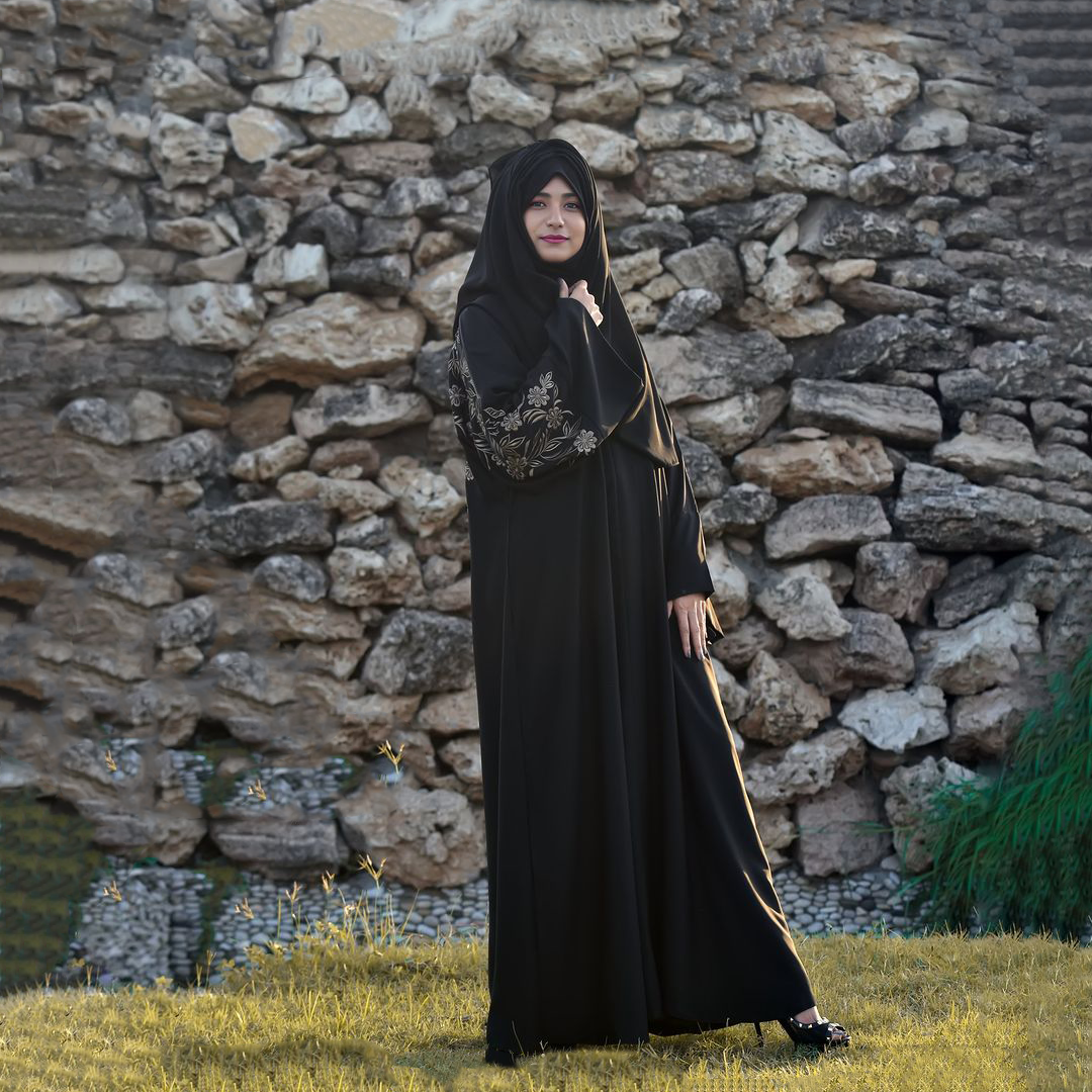 Brown embroidery black abaya 2008