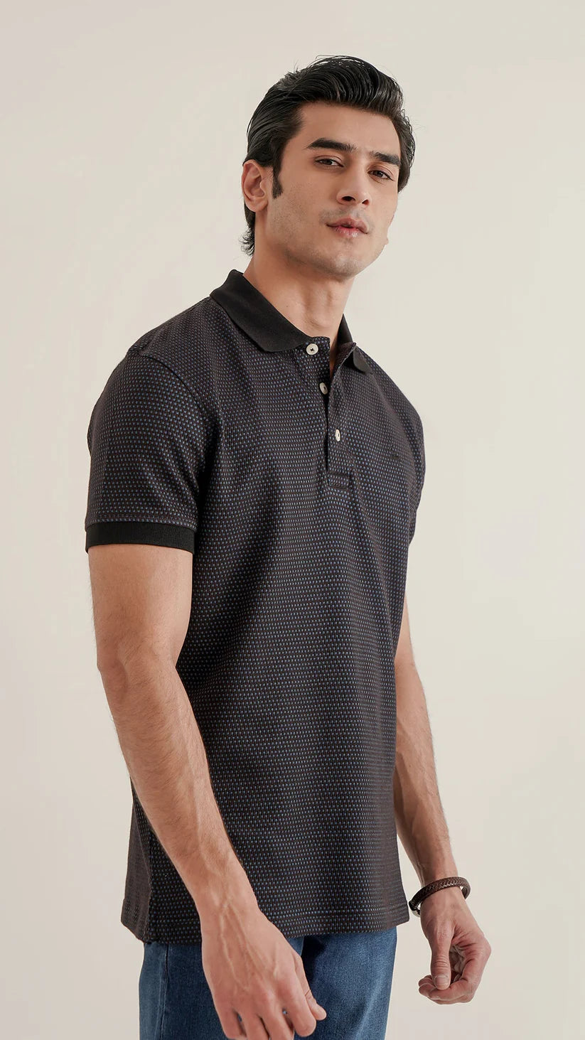 Markhor - Gold Series Black Jacquard Polo 1004