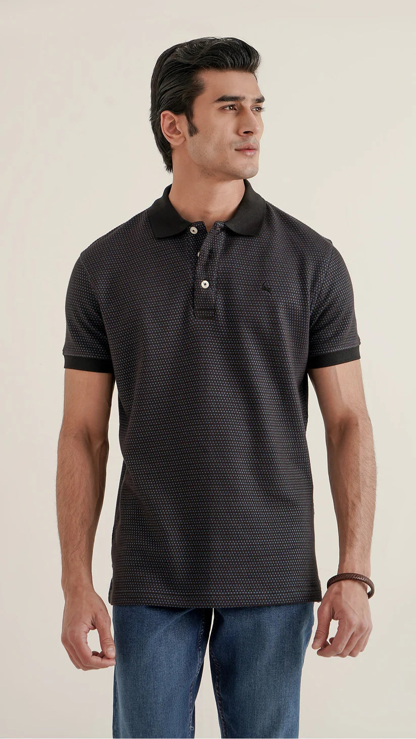 Markhor - Gold Series Black Jacquard Polo 1004